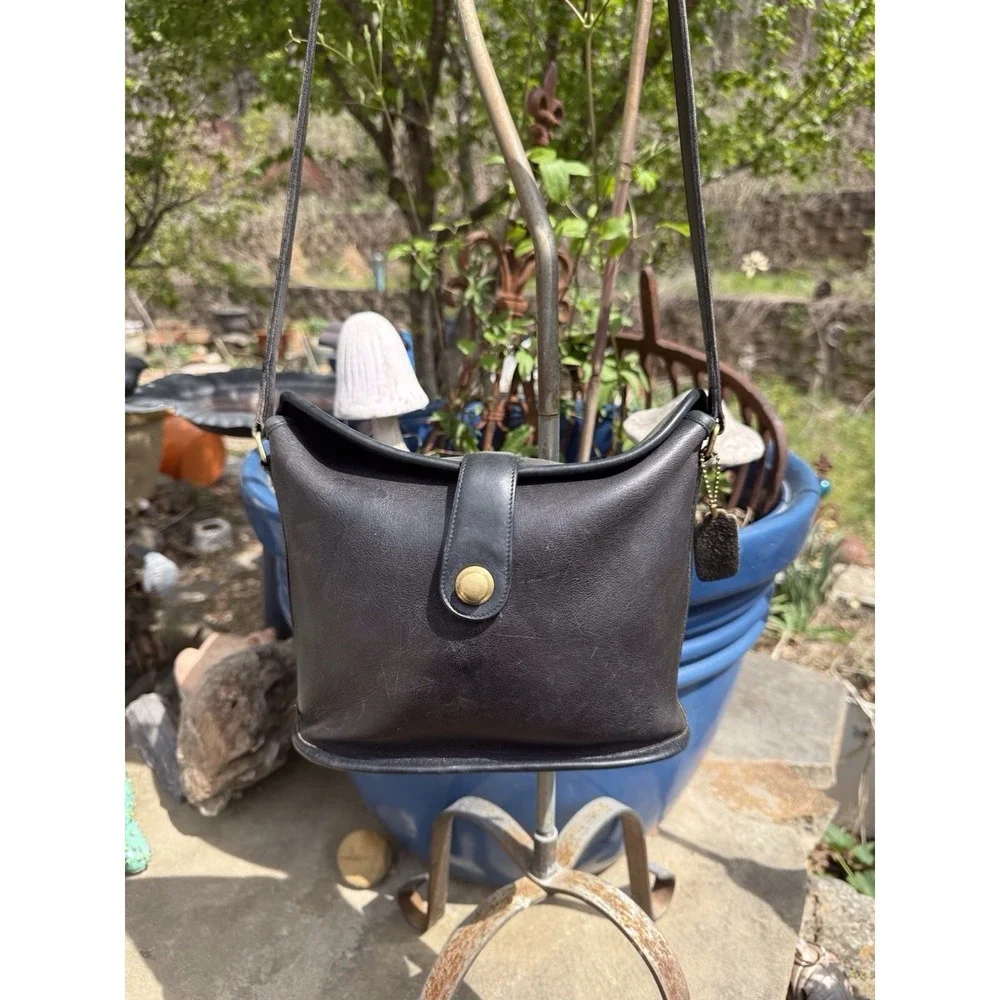 Coach Vintage Nottingham British Binocular Crossbody Bag Black Leather USA